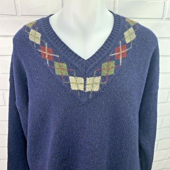 Vintage AKA Eddie Bauer Men's Sweater Size XL Wool V-neck - Picture 3 of 5